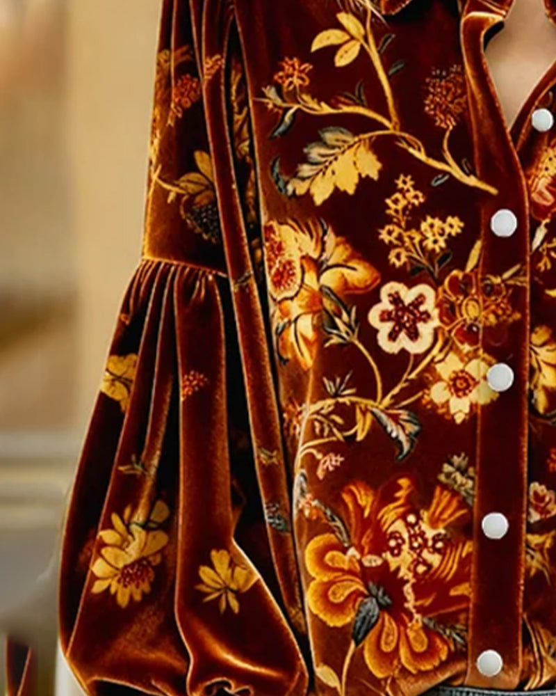 Tryckt Skjorta Med Lyktärmar