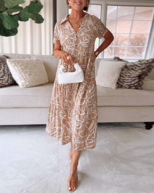 Skjorta Med Short-sleeved Pocket Dress Med Geometriska Prints Stil