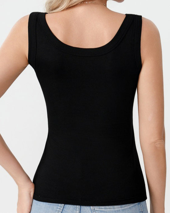 Cami‑Topp Solid Färg Med Inbyggd Bh