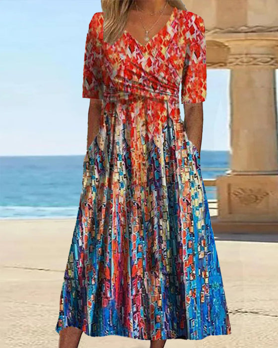 Resortklänning med V-ringad ficka