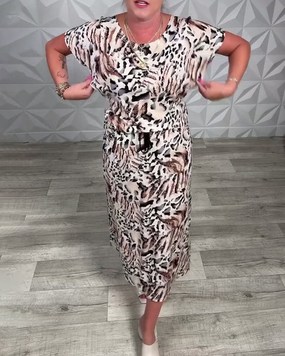 Klänning Rund Hals Zebramönster