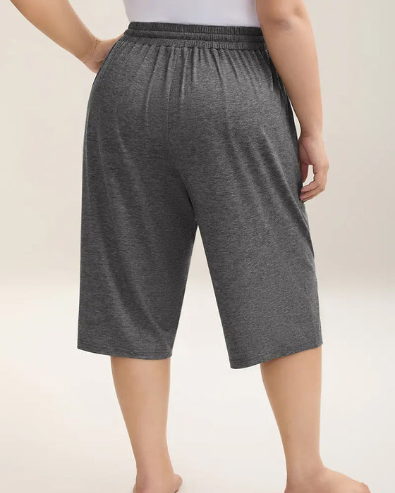 Enfärgade Shorts Med Dragsko