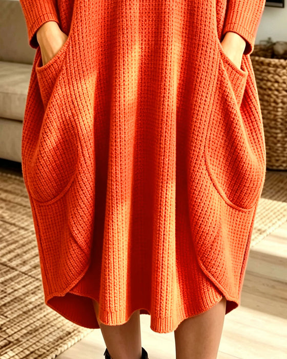 Sweater Dress Stilig Lång Ärm Ficka