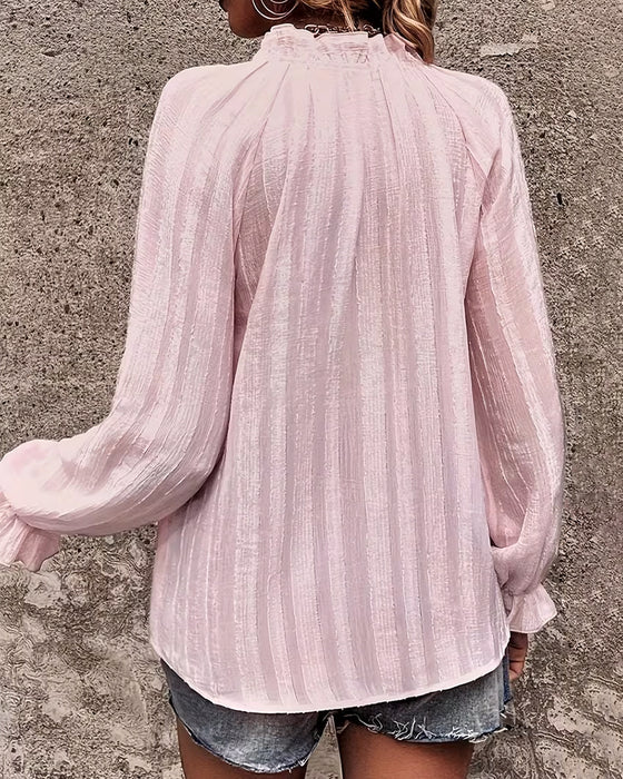 Blus Veckad Ståkrage Rynkad