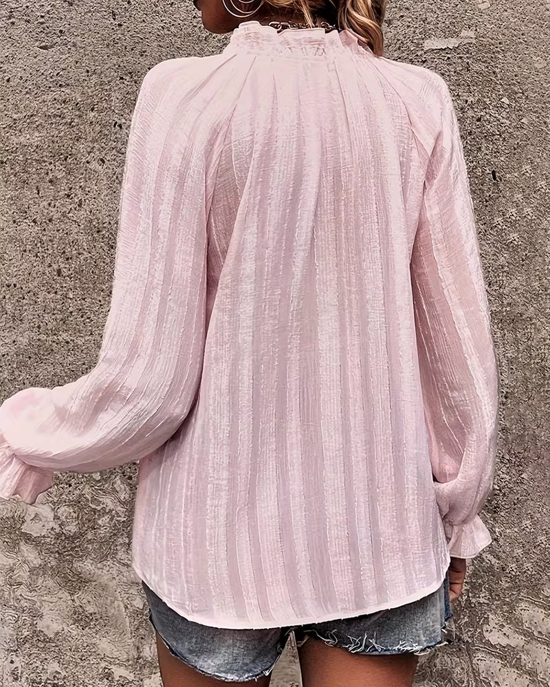 Blus Veckad Ståkrage Rynkad