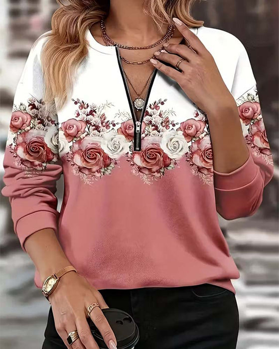 Hoodie Med Rund Halsringning Och Halvblix