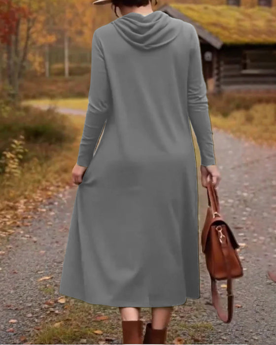 Klänning avslappnad enkel enfärgad ficka