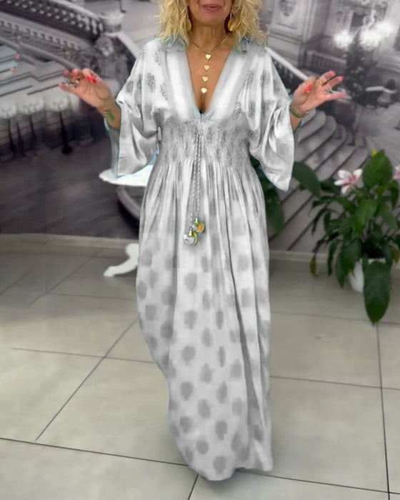 Klänning Lös Semestertryck Midja Maxi