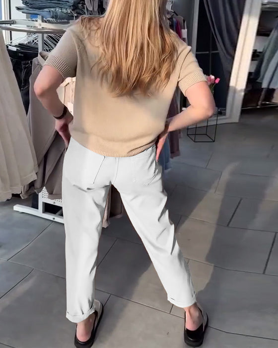 Byxor Enfärgad Avslappnad Rak