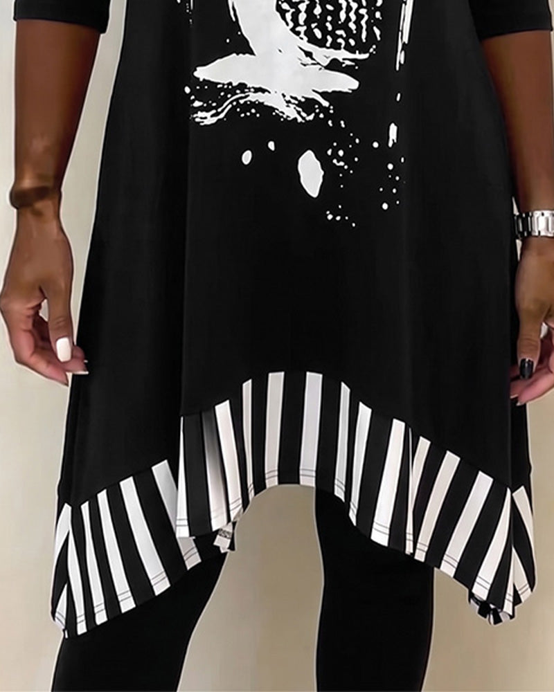 Klänning Off-Shoulder Oregelbundet Löst Tryck