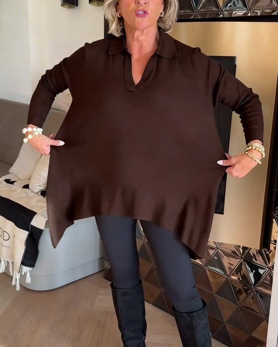 Oregelbunden Krage Långärmad Topp