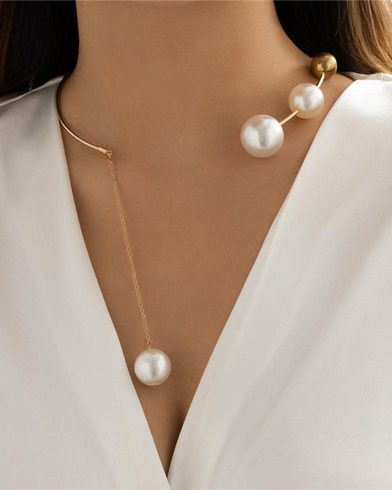 Faux pearl women's clavicle necklace