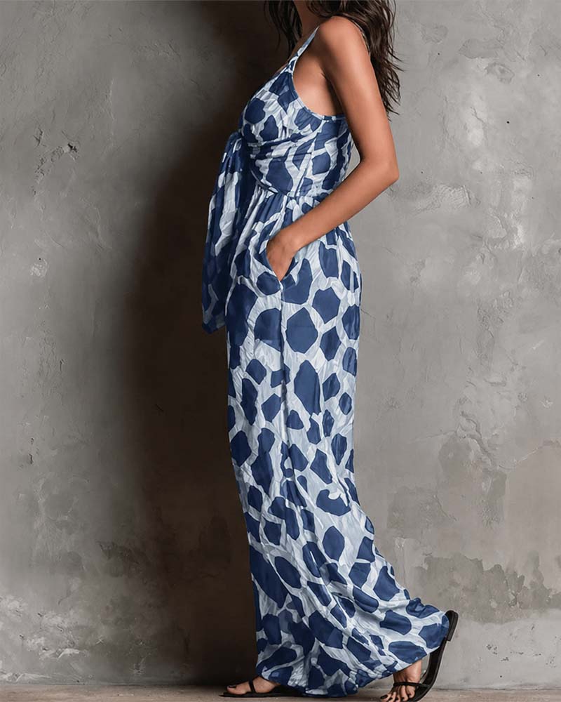 Jumpsuit Leopardmönster Hängslor Bredbent