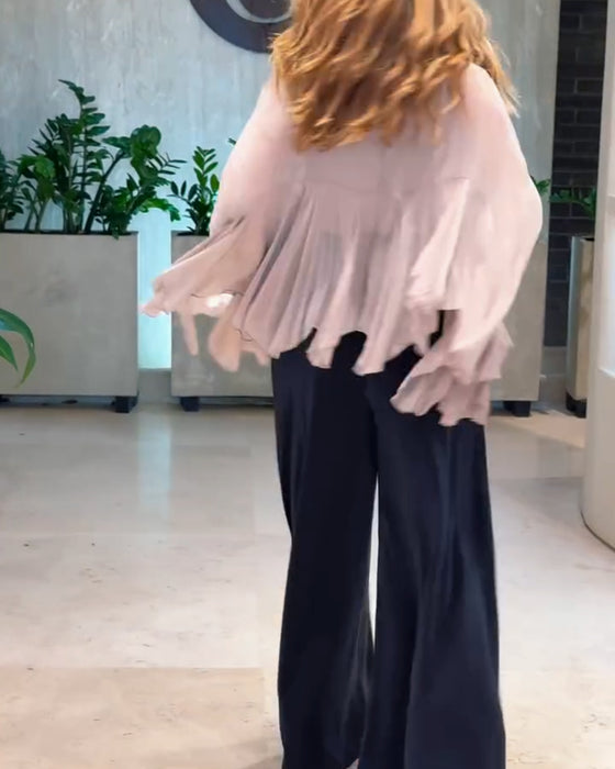 Blus Med Stilren Enfärgad Design