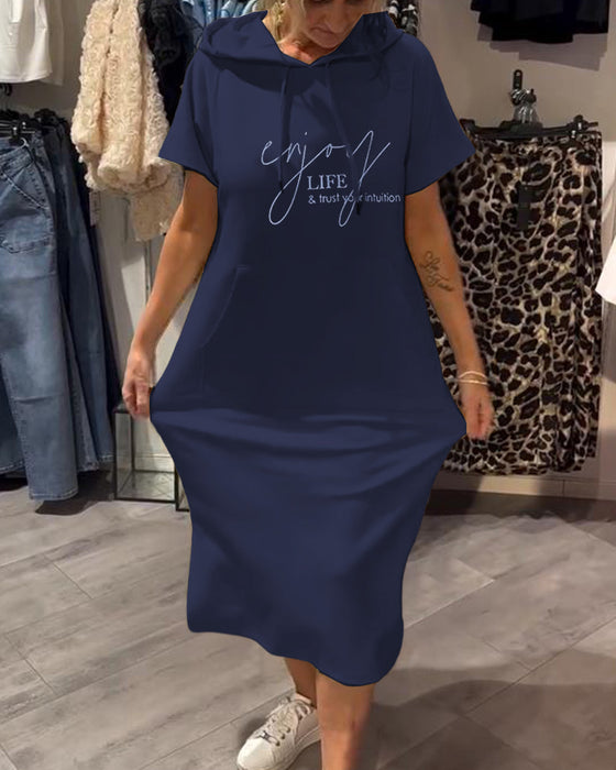 Klänning Med Huva Casual Snörning