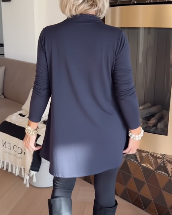 Oregelbunden Krage Långärmad Topp