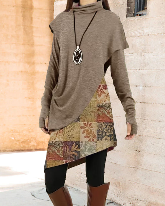 Retro Klänning Med Patchwork