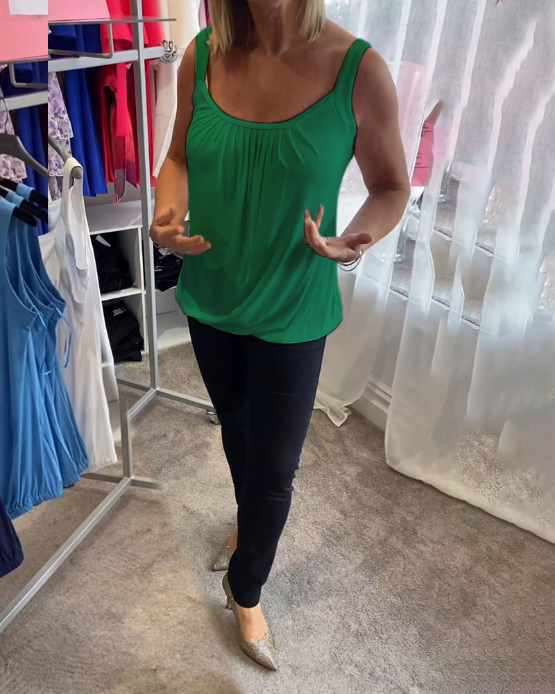 Set Plisserad rejäl avslappnad ärmlös topp