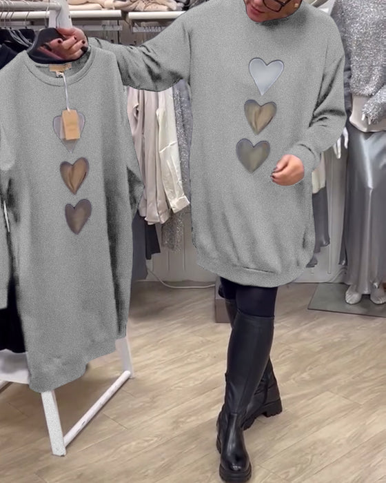 Klänning Shift Hjärt Mönster Casual