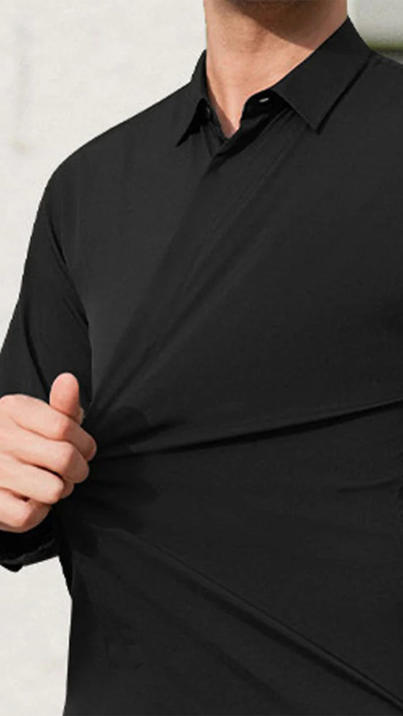 Herrlångärmad Skjorta I Enfärgad Färg