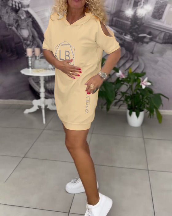 Klänning Med Huva Tryckt Text Sport