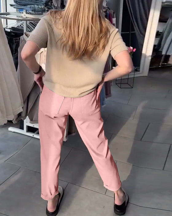 Byxor Enfärgad Avslappnad Rak