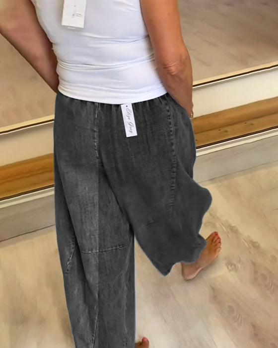 Jeans Med Resårmidja I Avslappnad Stil