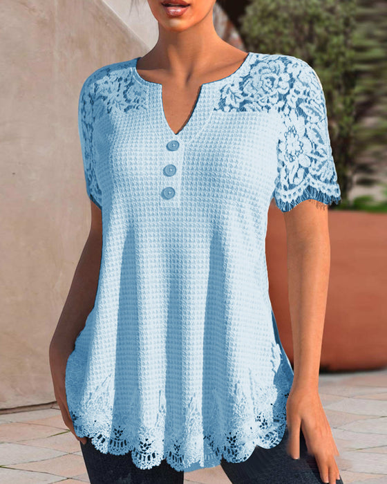 Kortärmad spets T-shirt