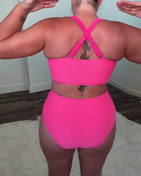 Bikini avslappnad enfärgad triangel