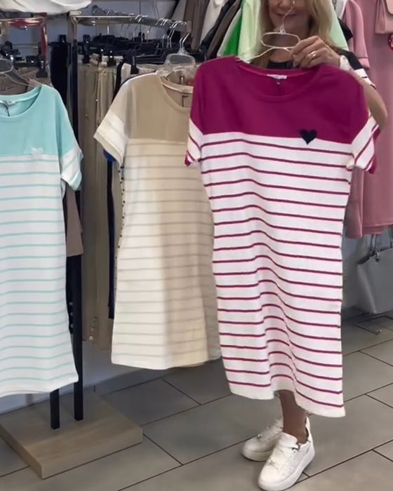 Klänning Rundhalsad Casual Randig