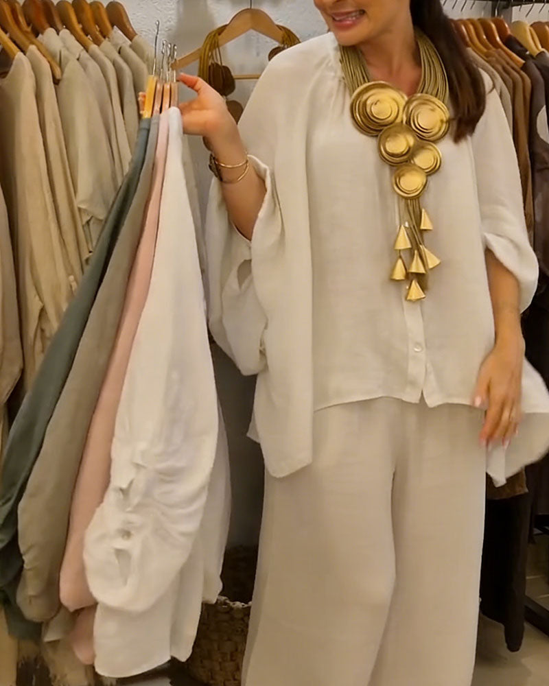 Blus Puff Ärm Linne Lös Passform