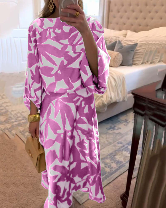 Set Klänning Avslappnad Tryckt Lykthylsa Temperament