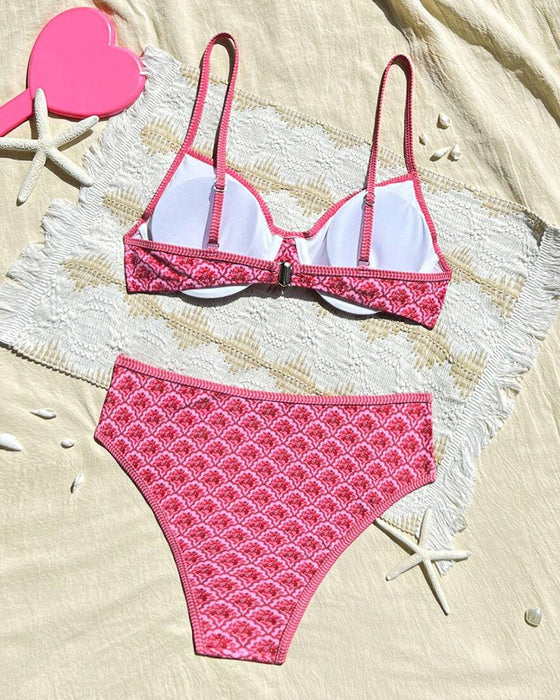 Bikini Sexig Hängslen Triangel Mönster