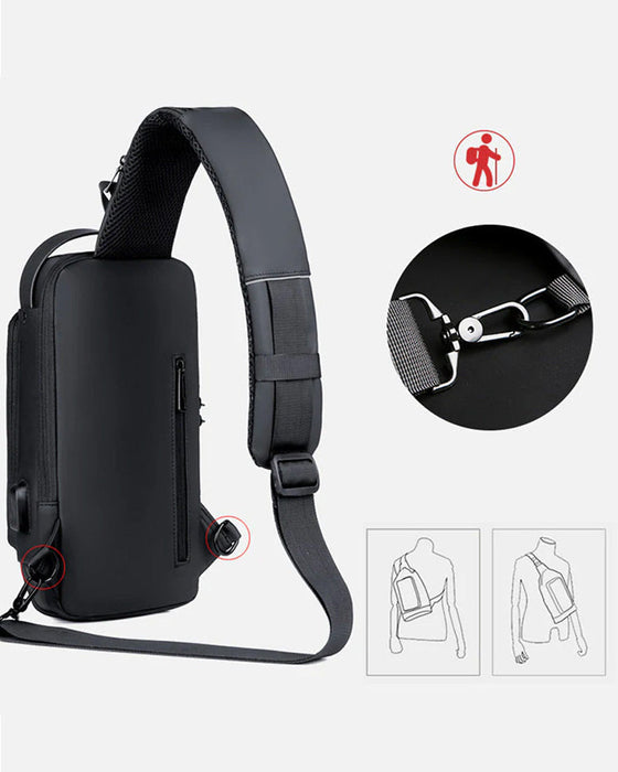 Stöldskyddande bröstväska med lösenord