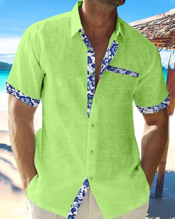 Kortärmad skjorta i bomull och linne