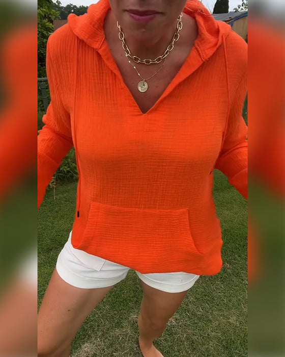 Blus Enfärgad Med Ficka Mode