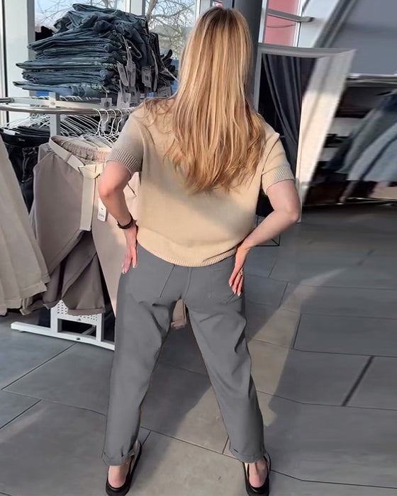 Byxor Enfärgad Avslappnad Rak