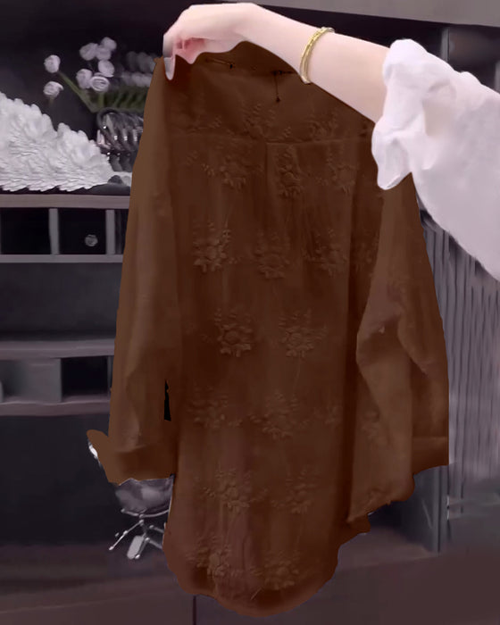 Skjorta Enfärgad Broderad Droppad Axel