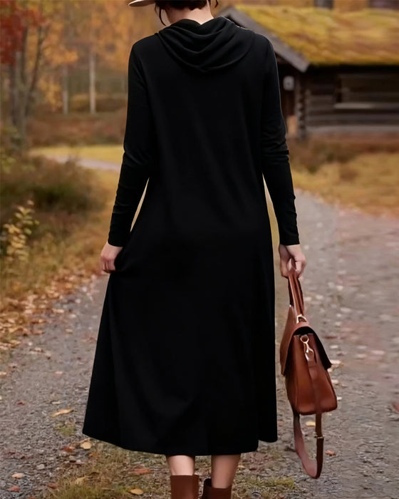 Klänning avslappnad enkel enfärgad ficka