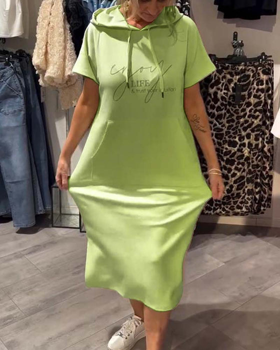 Klänning Med Huva Casual Snörning