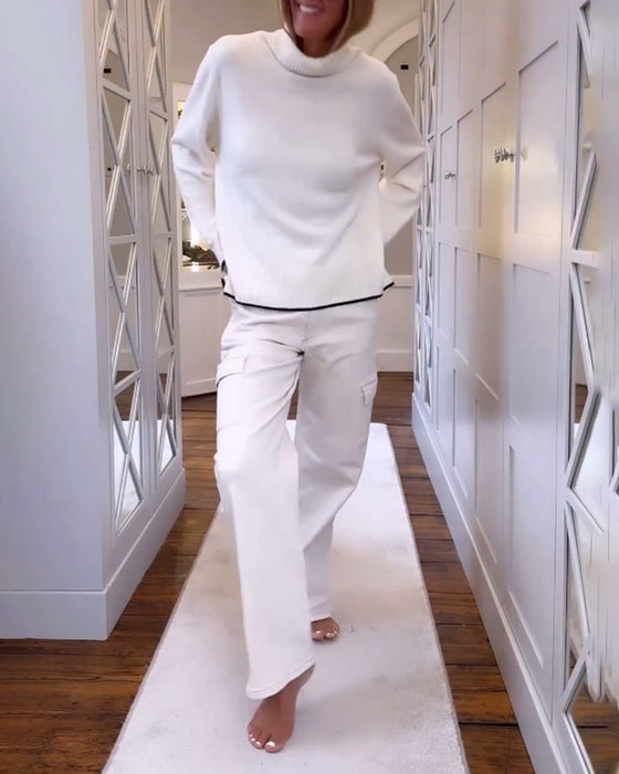 Pullover med hög nacke och långärmad