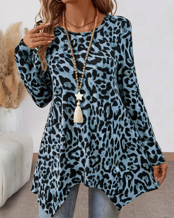Casual Mångsidig T-shirt Med Leopardmönster