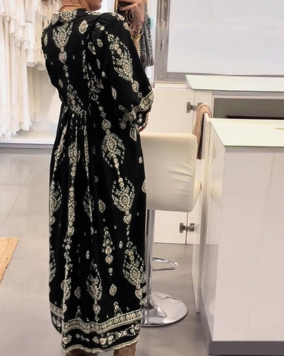 Klänning avslappnad tryck med lös ficka