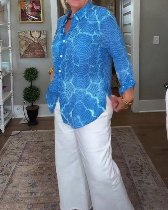 Blus Med Knappad Och Texturerad Egenskaper