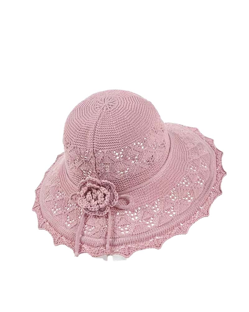 Hatt Dam Virkad Blomma Fiskarhatt