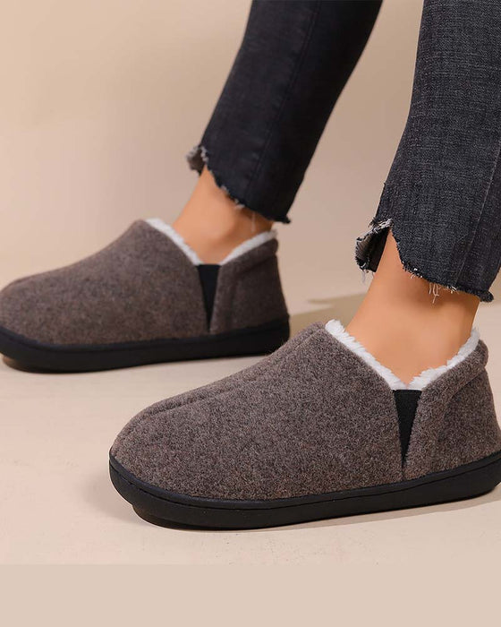 Plysch enfärgad all-inclusive platta skor