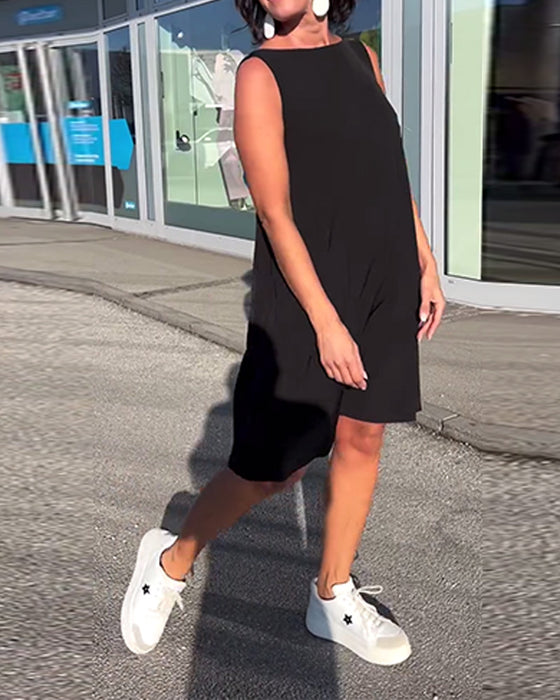 Klänning Ärmlös Enfärgad Shift