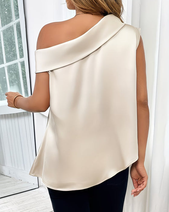 Blus En Axel Kortärmad Satin