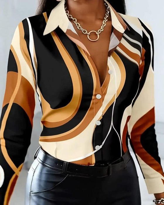 Skjorta Med Stilfull Geometrisk Krage