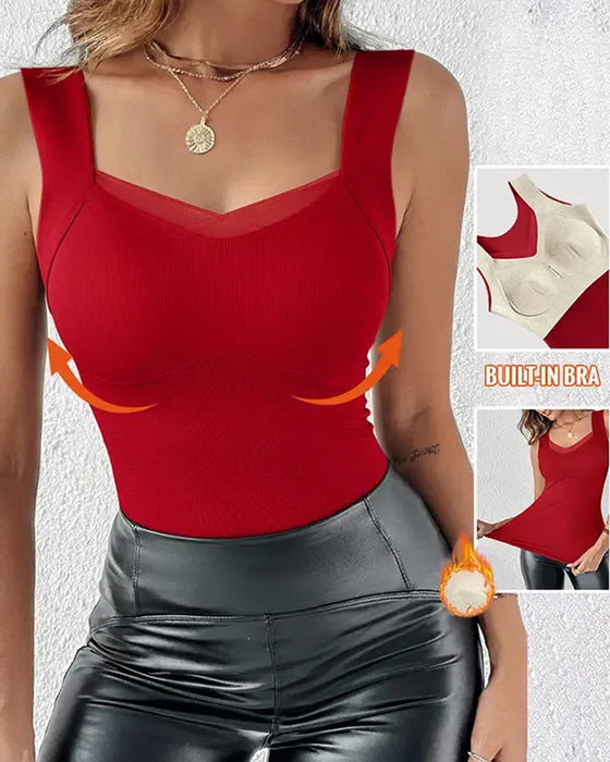 Tank Top Fyrkantig Hals Solid Inbyggd BH